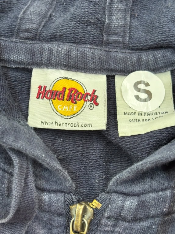 HARD ROCK CAFE ZIP HOODIE ATHLETIC NAVY DONNA PRE OWNED S