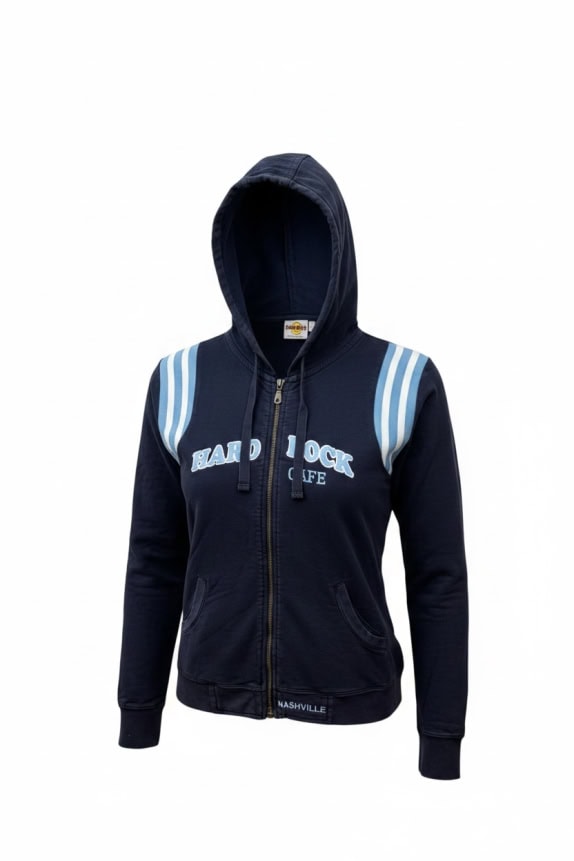 HARD ROCK CAFE ZIP HOODIE ATHLETIC NAVY ΓΥΝΑΙΚΕΙΟ PRE OWNED S