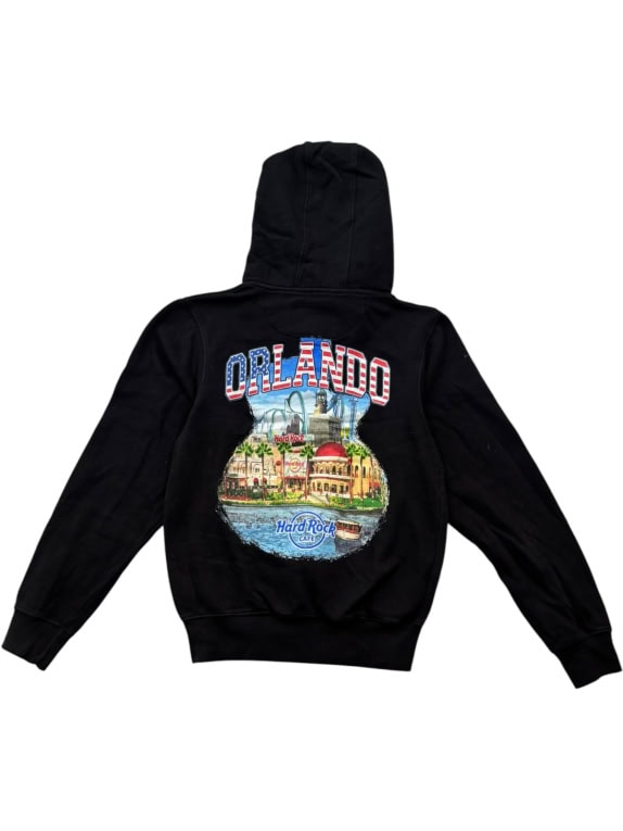 HARD ROCK CAFE ZIP HOODIE MINIMAL BLACK UNISEX PRE OWNED S