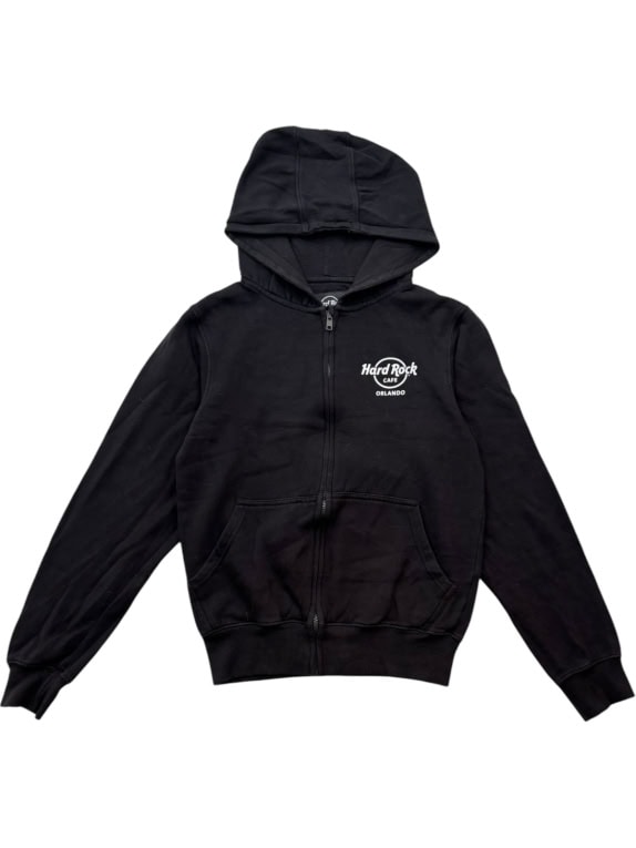 HARD ROCK CAFE ZIP HOODIE MINIMAL BLACK UNISEX PRE OWNED S