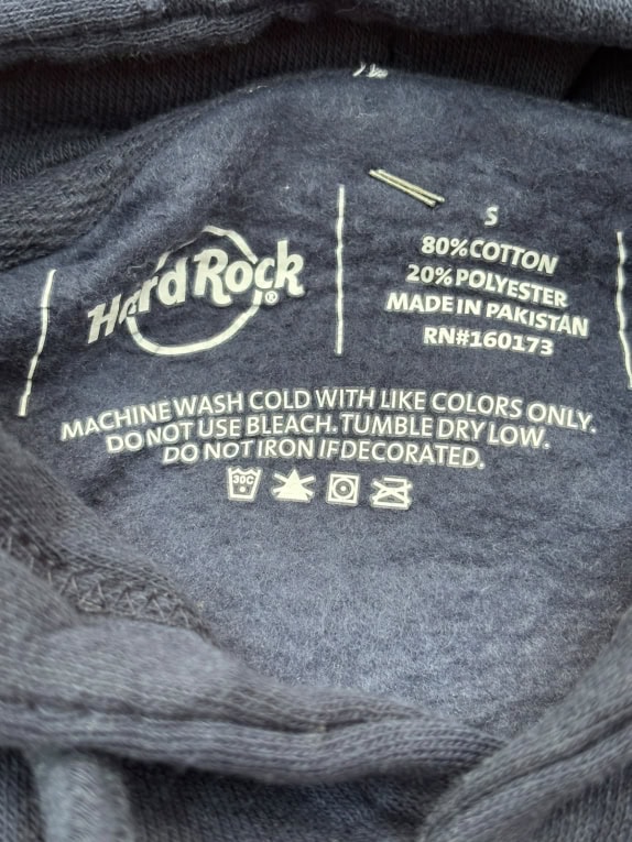 HARD ROCK HOODIE MINIMAL NAVY UNISEX PRE OWNED S