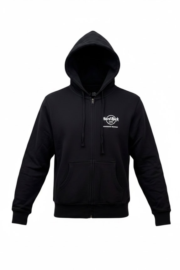 HARD ROCK ZIP HOODIE MINIMAL ΜΑΥΡΟ UNISEX PRE OWNED M