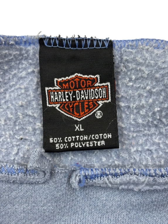 HARLEY DAVIDSON 90s FELPA CREWNECK VINTAGE WASHED BLUE UOMO PRE OWNED M