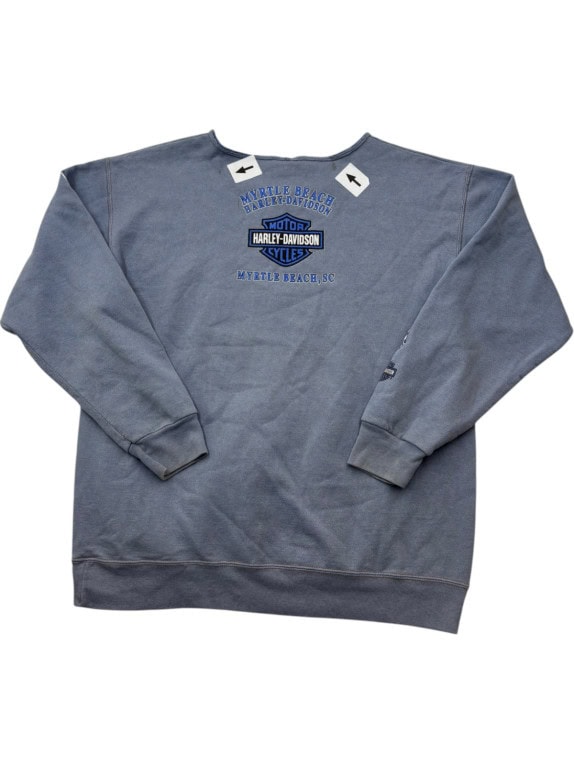 HARLEY DAVIDSON 90s FELPA CREWNECK VINTAGE WASHED BLUE UOMO PRE OWNED M