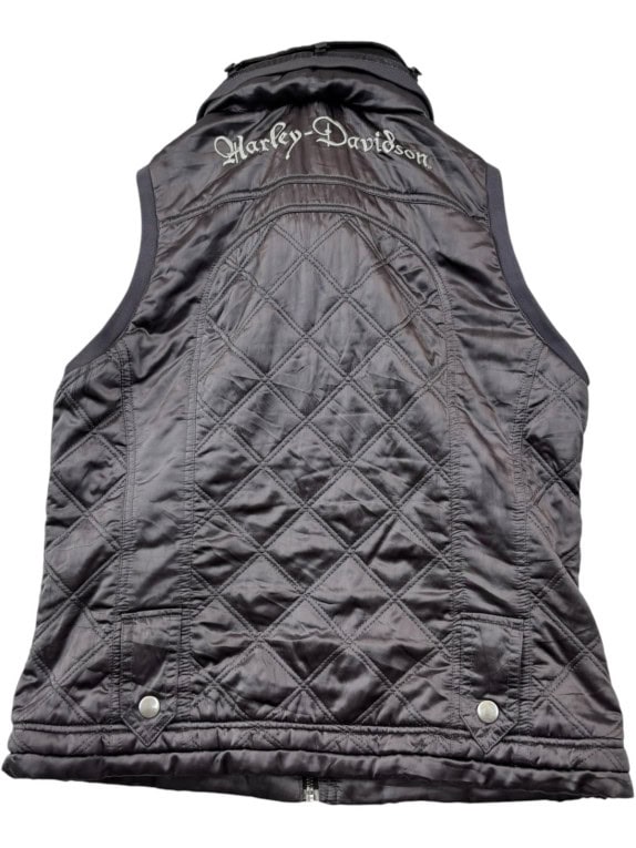 HARLEY DAVIDSON QUILTED VEST BIKER DARK BROWN WOMEN PRE OWNED M