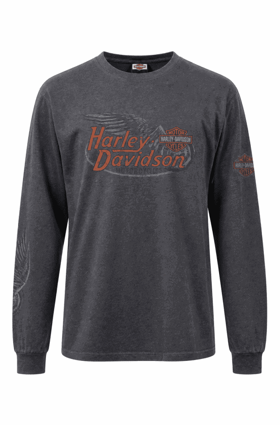 HARLEY DAVIDSON GRAPHIC LONGSLEEVE T SHIRT WASHED BLACK ΑΝΤΡΙΚΟ PRE OWNED XXL