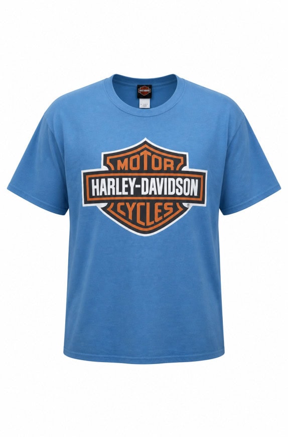 HARLEY DAVIDSON T SHIRT GRAPHIC MOTOR BLUE UOMO PRE OWNED L
