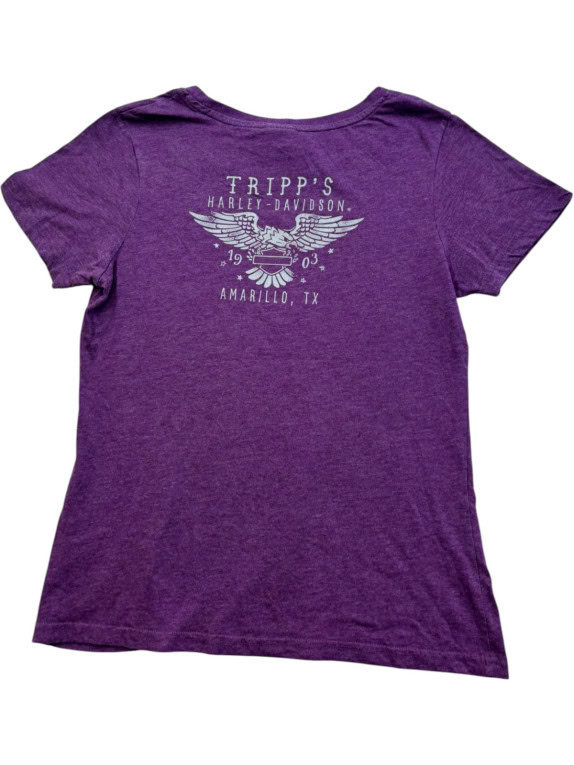 HARLEY DAVIDSON GRAPHIC TEE RETRO PURPLE WOMEN PRE OWNED M