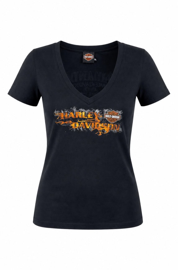 HARLEY DAVIDSON GRAPHIC TEE VINTAGE BLACK WOMEN PRE OWNED S
