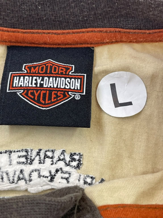 HARLEY DAVIDSON T SHIRT HENLEY CLASSIC BEIGE ANTRACITE UOMO PRE OWNED L