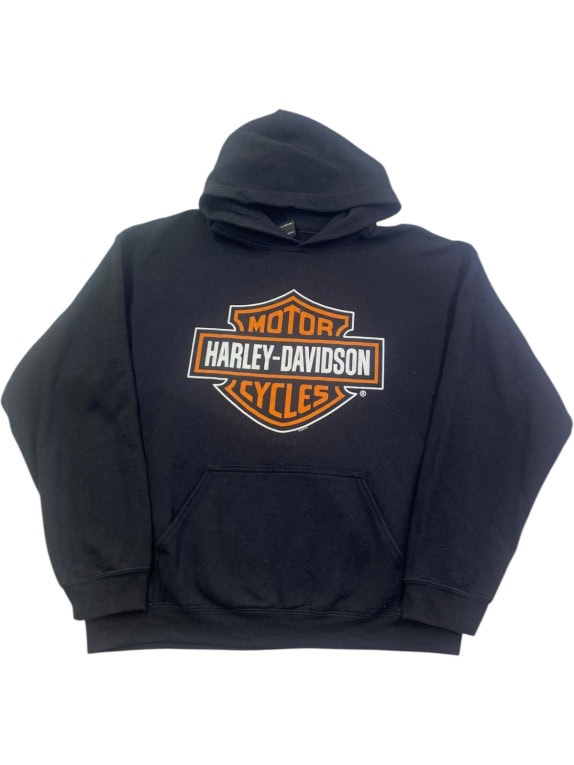 HARLEY DAVIDSON HOODIE GRAPHIC BLACK MENS PRE OWNED L