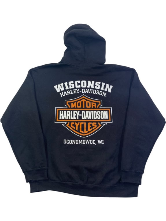 HARLEY DAVIDSON HOODIE GRAPHIC BLACK MENS PRE OWNED L