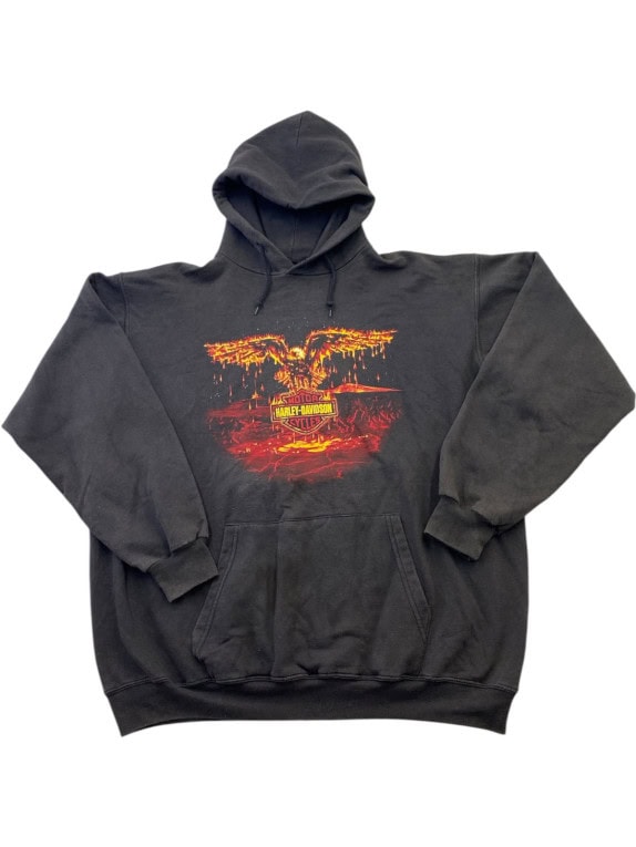 HARLEY DAVIDSON HOODIE GRAPHIC BLACK MENS PRE OWNED XXL
