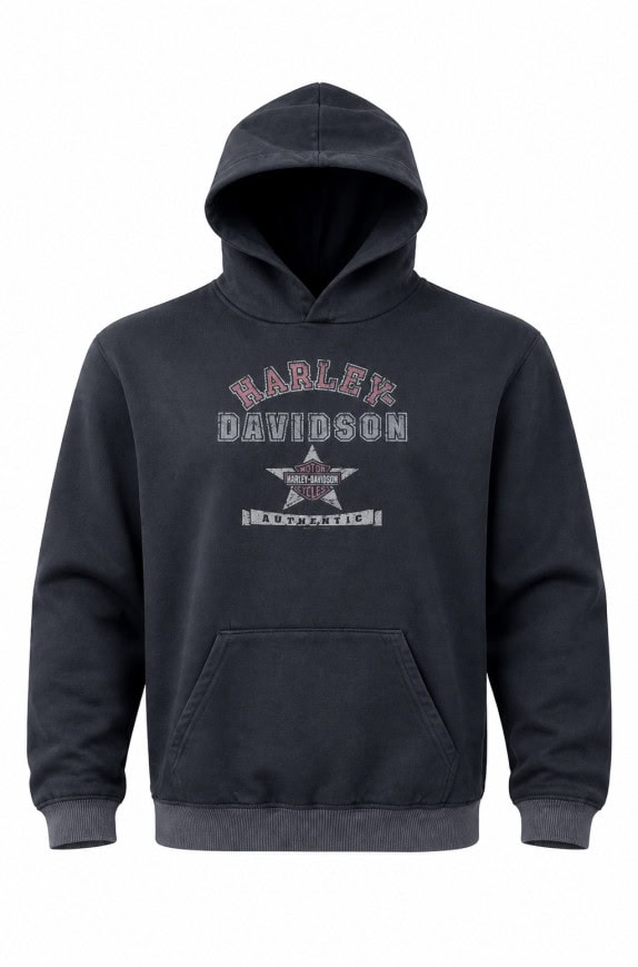 HARLEY DAVIDSON HOODIE GRAPHIC BLACK MEN PRE OWNED S
