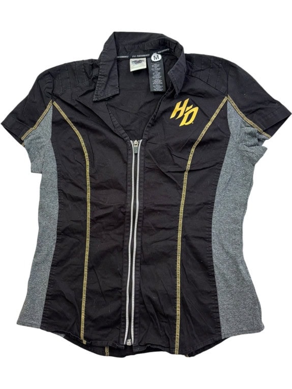 HARLEY DAVIDSON ΚΟΝΤΟΜΑΝΙΚΟ ZIP ΠΟΥΚΑΜΙΣΟ RACING ΜΑΥΡΟ ΓΚΡΙ ΓΥΝΑΙΚΕΙΟ PRE OWNED M
