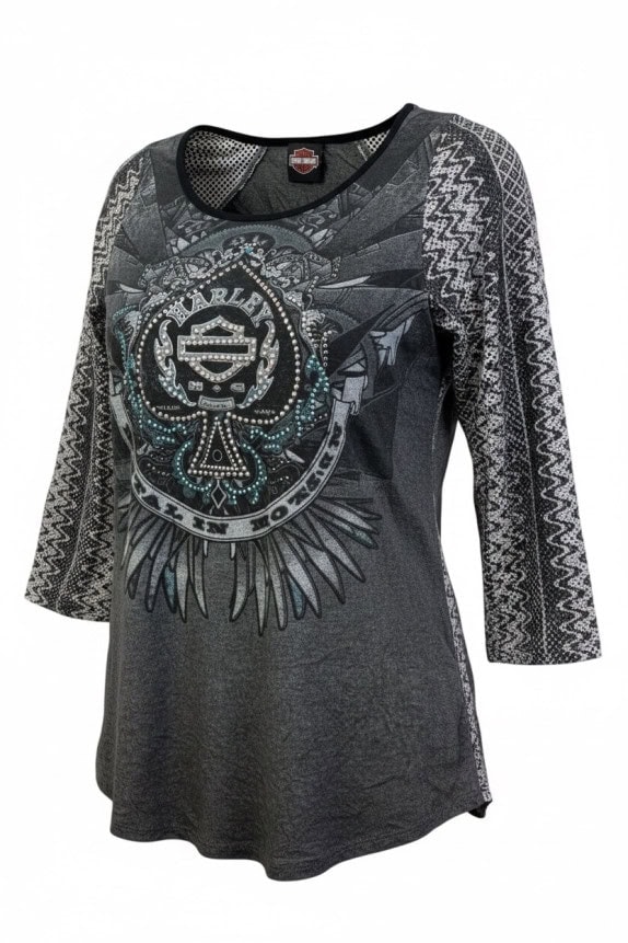 HARLEY DAVIDSON MAGLIA GRAPHIC CHARCOAL DONNA PRE OWNED L