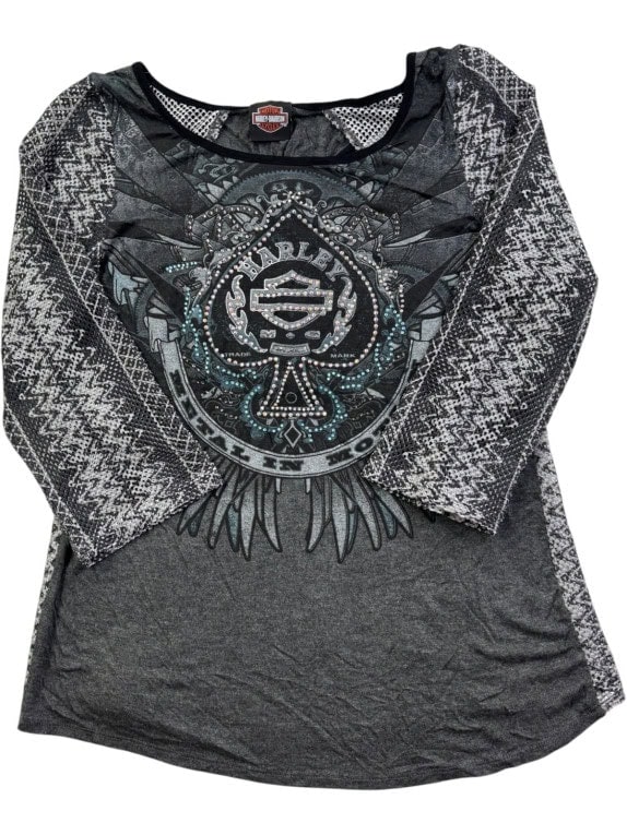 HARLEY DAVIDSON MAGLIA GRAPHIC CHARCOAL DONNA PRE OWNED L