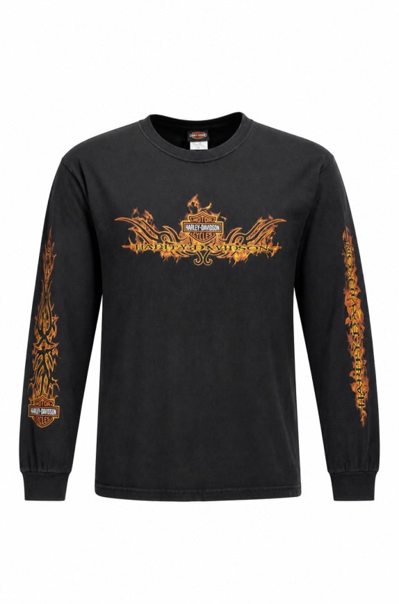 HARLEY DAVIDSON ΜΠΛΟΥΖΑ ΜΕ ΜΑΚΡΥ ΜΑΝΙΚΙ GRAPHIC ΜΑΥΡΟ ΑΝΤΡΙΚΟ PRE OWNED L