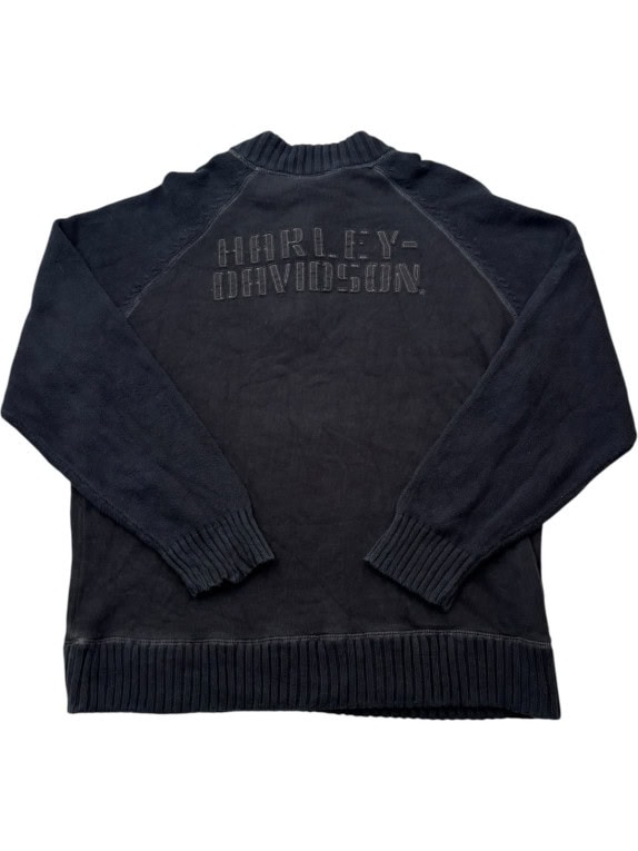 HARLEY DAVIDSON QUARTER ZIP SWEATER CLASSIC BLACK MEN PRE OWNED XL