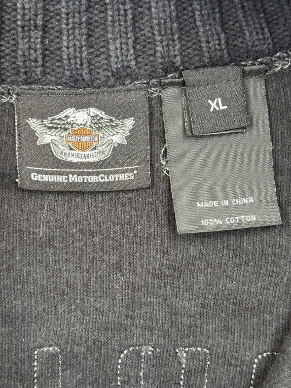 HARLEY DAVIDSON QUARTER ZIP SWEATER CLASSIC BLACK MEN PRE OWNED XL