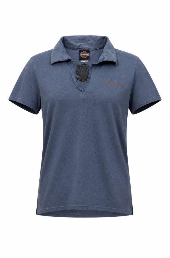 HARLEY DAVIDSON POLO SHIRT VINTAGE BLUE ΓΥΝΑΙΚΕΙΟ PRE OWNED S