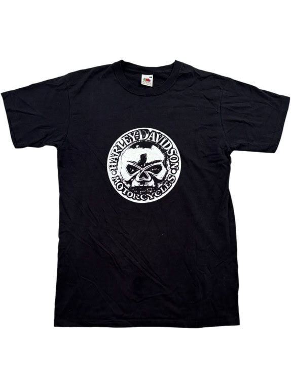 HARLEY DAVIDSON T SHIRT GRAPHIC BLACK MENS PRE OWNED S