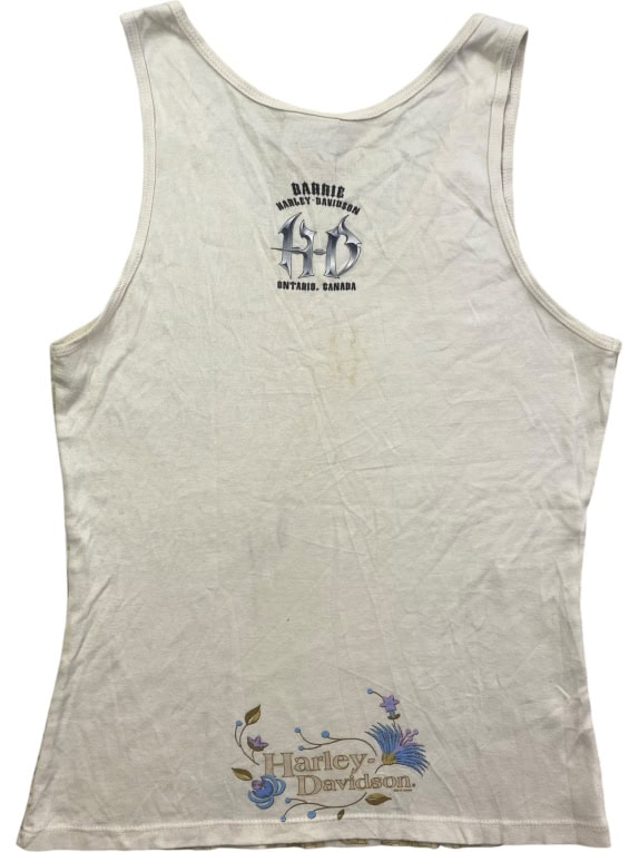 HARLEY-DAVIDSON Tank Top Monogram Logo Floral Cream WOMEN'S S