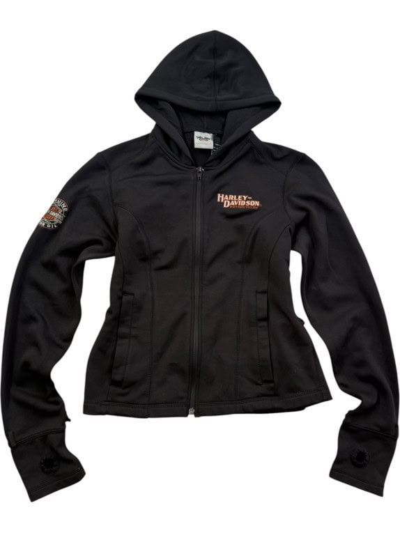 HARLEY DAVIDSON ZIP HOODIE STREETWEAR BLACK WOMEN PRE OWNED M