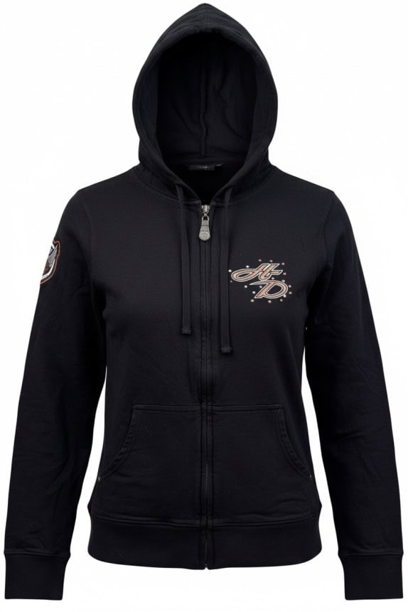HARLEY DAVIDSON ZIP HOODIE RACING ΜΑΥΡΟ ΓΥΝΑΙΚΕΙΟ PRE OWNED S
