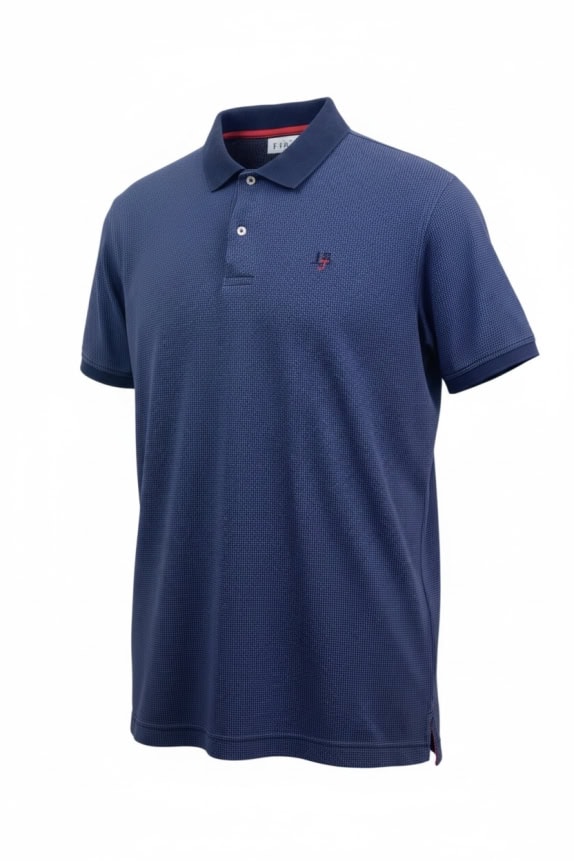 HARMONT & BLAINE JEANS CASUAL MICRO-PATTERN POLO SHIRT BLUE UNISEX XL