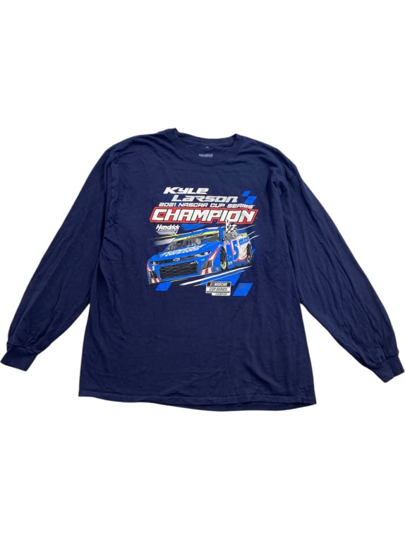 HENDRICK MOTORSPORTS LONG SLEEVE T-SHIRT KYLE LARSON 2021 CHAMPION BLUE XL