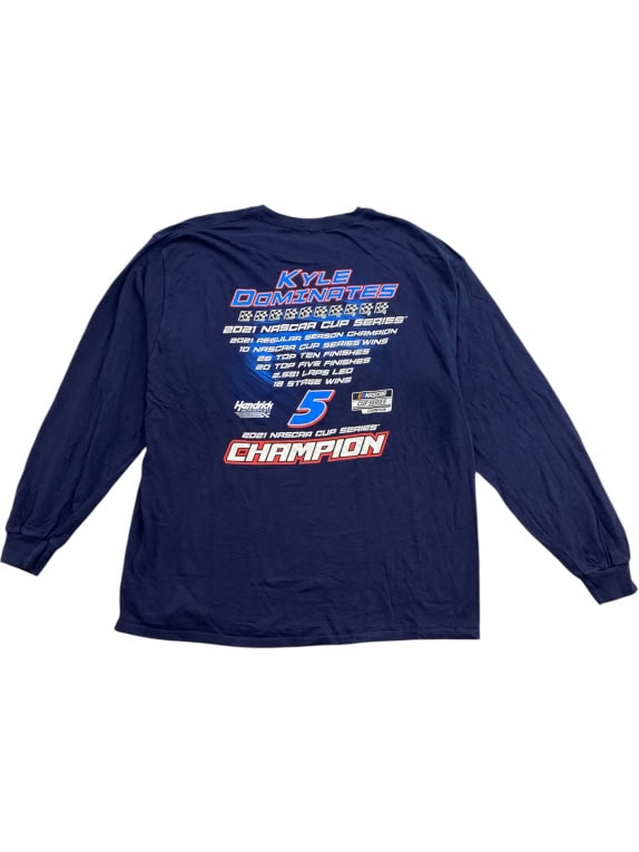 HENDRICK MOTORSPORTS LONG SLEEVE T-SHIRT KYLE LARSON 2021 CHAMPION BLUE XL