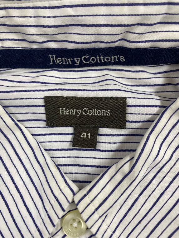HENRY COTTON'S Striped Shirt Racing Club White-Blue Men's XL-XXL