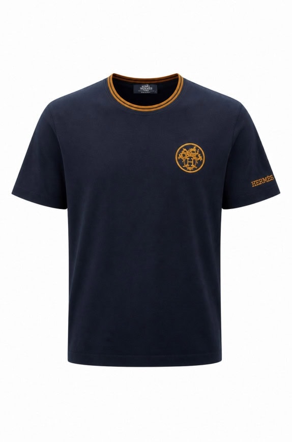 HERMES T SHIRT RICAMATO NAVY UOMO PRE OWNED