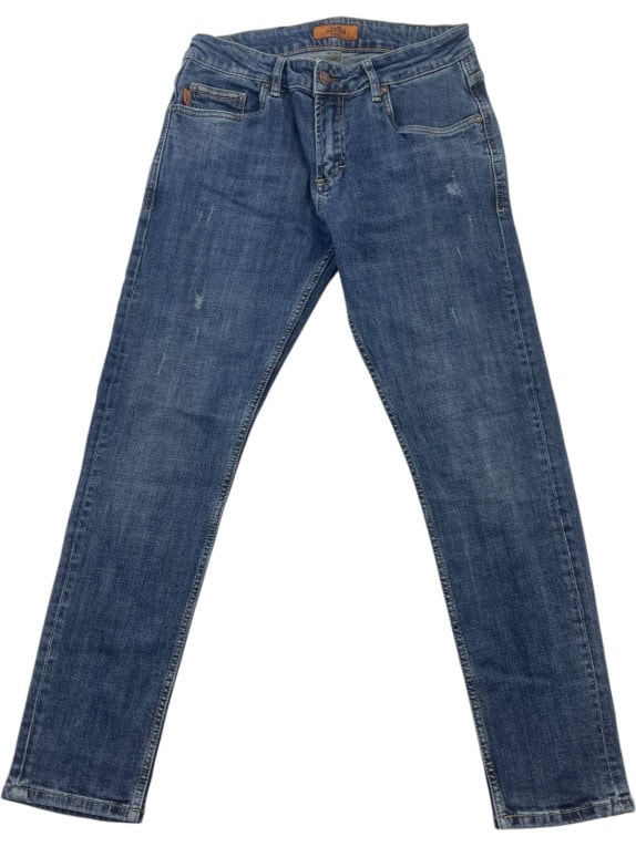 HERMES JEANS EMBROIDERED WASHED BLUE UNISEX PRE OWNED S