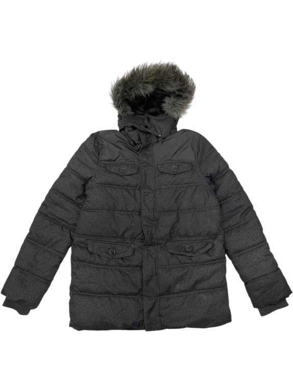 HILFIGER DENIM ΑΝΔΡΙΚΟ ΜΠΟΥΦΑΝ PUFFER ΜΕ ΚΟΥΚΟΥΛΑ ΚΑΙ ΓΟΥΝΑ ΓΚΡΙ - M