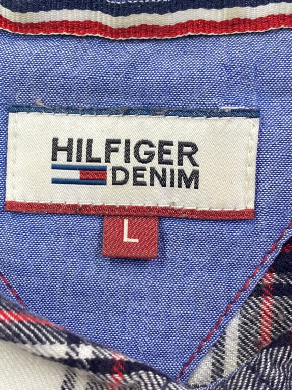 HILFIGER DENIM CAMICIA A QUADRI CLASSICA NAVY DONNA PRE OWNED L