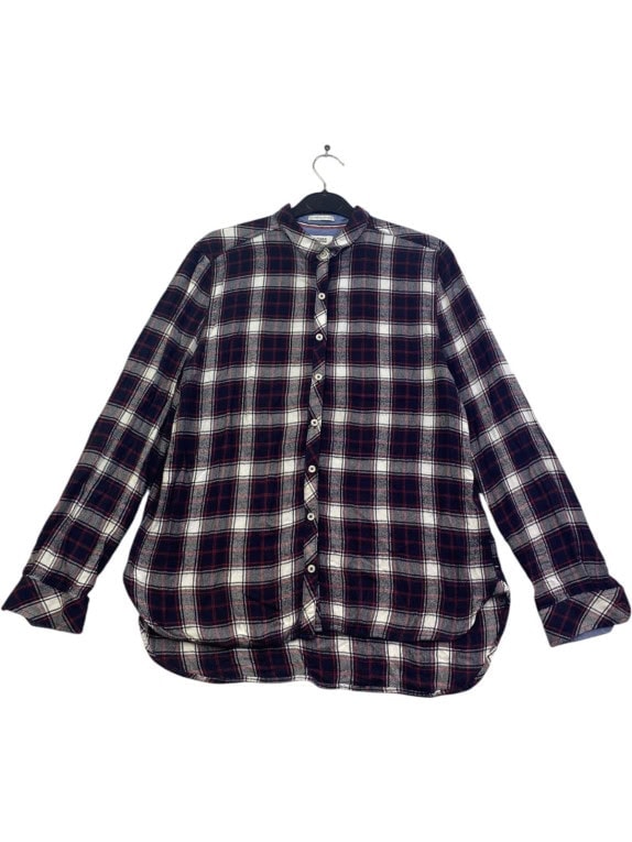 HILFIGER DENIM CAMICIA A QUADRI CLASSICA NAVY DONNA PRE OWNED L