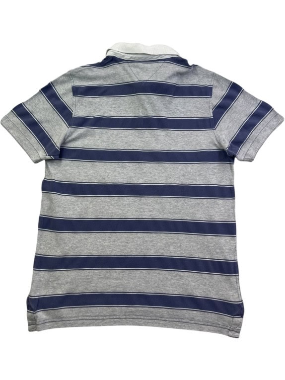HILFIGER DENIM POLO SHIRT STRIPED GREY NAVY ΑΝΤΡΙΚΟ PRE OWNED S