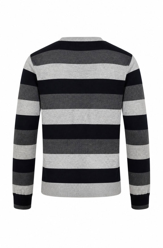 HILFIGER DENIM MAGLIA RIGATA BIANCO NERO GRIGIO UOMO PRE OWNED M