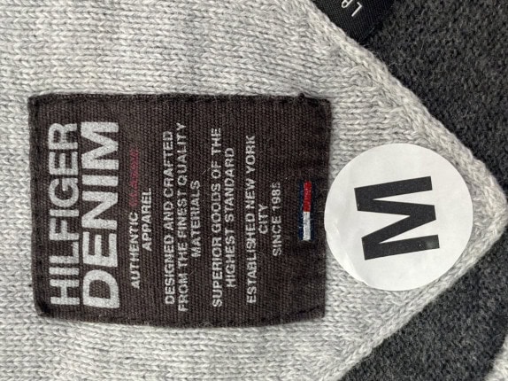 HILFIGER DENIM MAGLIA RIGATA BIANCO NERO GRIGIO UOMO PRE OWNED M