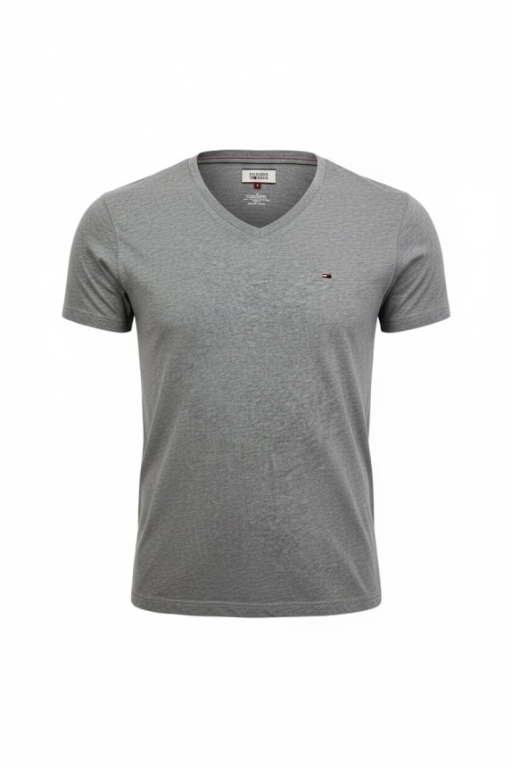HILFIGER DENIM T-SHIRT V-NECK ΜΕ ΛΟΓΟΤΥΠΟ ΓΚΡΙ ΑΝΔΡΙΚΟ S