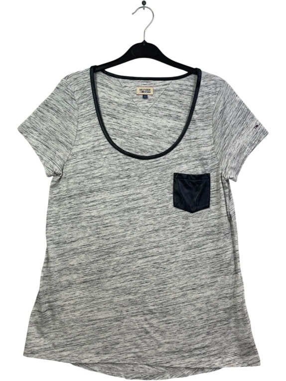 HILFIGER DENIM T SHIRT VINTAGE GREY WOMENS L pre-owned