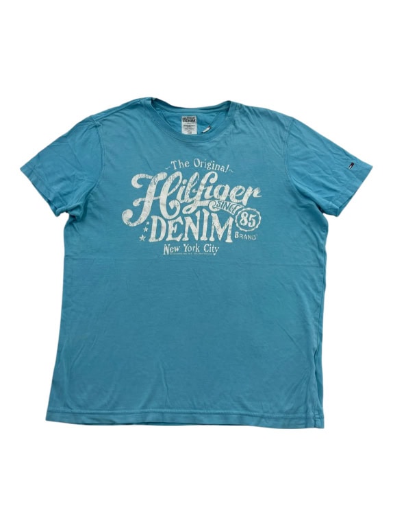 HILFIGER DENIM T-SHIRT VINTAGE STYLE ΜΕ ΤΥΠΩΜΑ ΓΑΛΑΖΙΟ ΑΝΔΡΙΚΟ MEDIUM