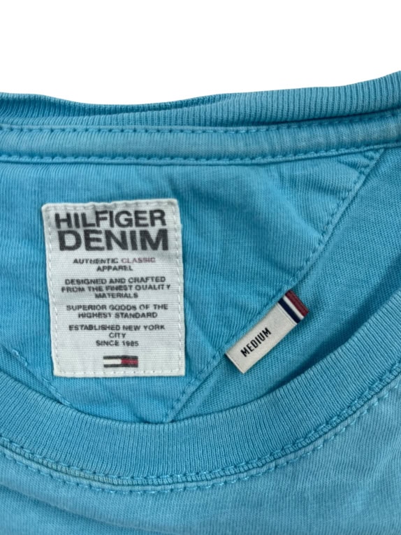 HILFIGER DENIM T-SHIRT VINTAGE STYLE ΜΕ ΤΥΠΩΜΑ ΓΑΛΑΖΙΟ ΑΝΔΡΙΚΟ MEDIUM
