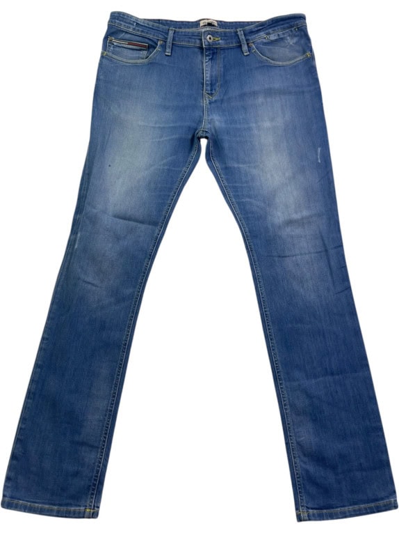 HILFIGER DENIM JEANS WASHED BLUE MEN PRE OWNED L