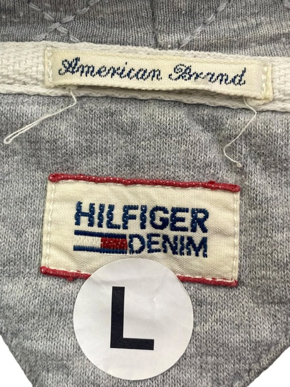 HILFIGER DENIM FELPA ZIP CON CAPPUCCIO SPORTSWEAR GRAPHIC GRIGIO UOMO PRE OWNED L