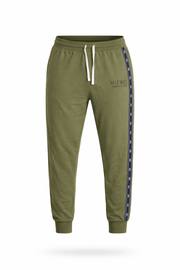 HILFIGER JOGGER PANTS LOGO OLIVE MEN PRE OWNED XL