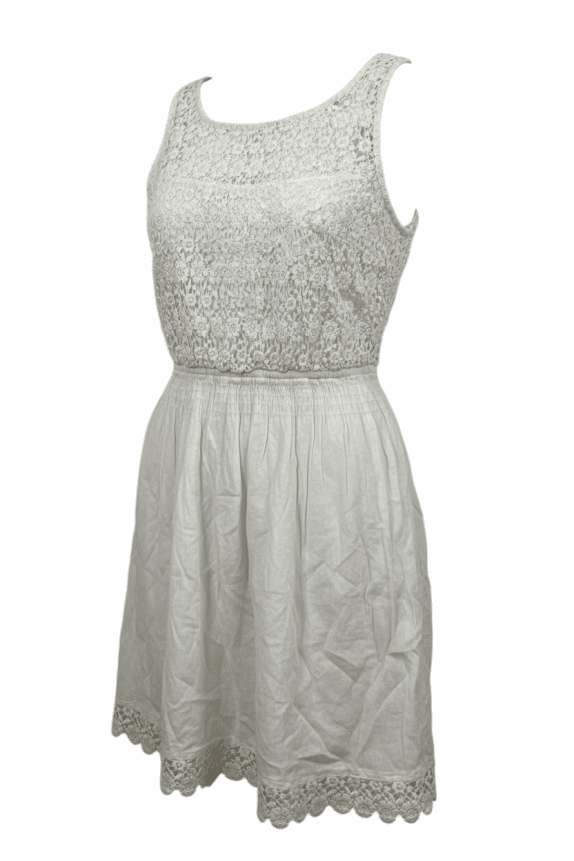 Hollister Αμάνικο Φόρεμα Boho Δαντέλα Λευκό Γυναικείο XS
