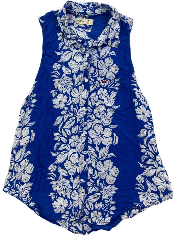 HOLLISTER ΑΜΑΝΙΚΟ ΠΟΥΚΑΜΙΣΟ FLORAL ΜΠΛΕ ΓΥΝΑΙΚΕΙΟ PRE OWNED S